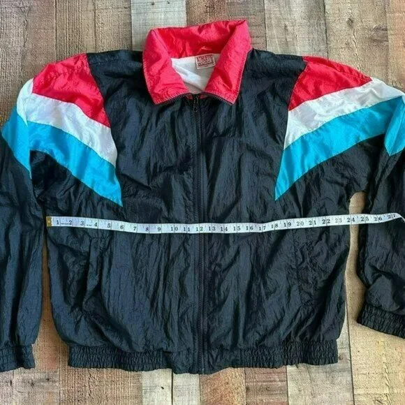 Vintage 90's lightweight full zip color block jacket and pant set track suit